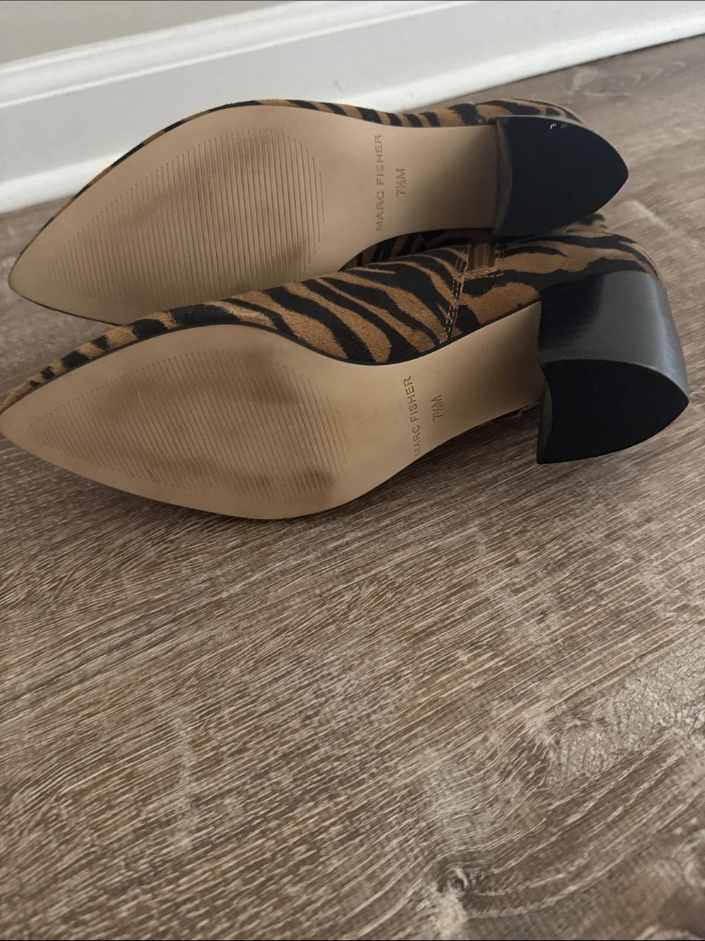 Marc Fisher Zebra-Print Ankle Boots - Brown & Black